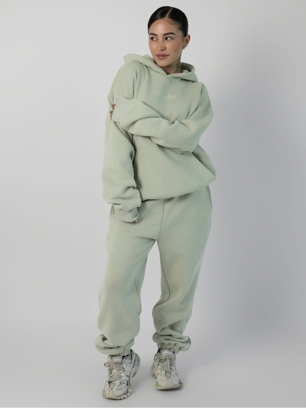 Comfrt Signature Pastel Sweatpants Size XS Green Tea Fleece Lined Light Green